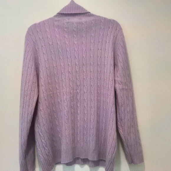 Sutton Studio Purple Cable Knit Cashmere Turtleneck/Sweater Size XL - Picture 3 of 6